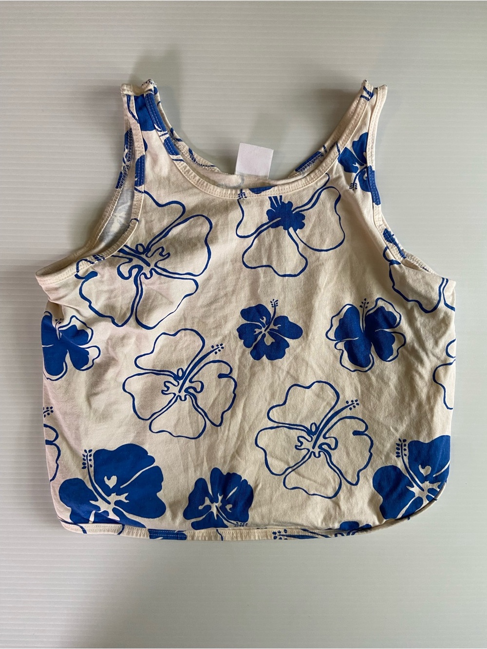 Zara Cream Tank Top with Blue Floral Print
